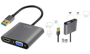 LogiLink USB 3.0 - HDMI/VGA Grafikadapter, schwarz