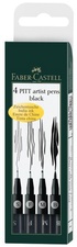 FABER-CASTELL Tuschestift PITT artist pen, schwarz, 4er Etui