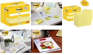 Post-it Haftnotizen notes, 51 x 38 mm, gelb, Promotion 8+4