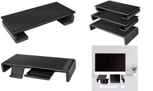 LogiLink Monitorständer, Breite einstellbar, 3x USB, schwarz