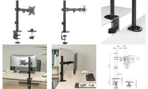 LogiLink Monitorarm, Armlänge: 200 mm, schwarz