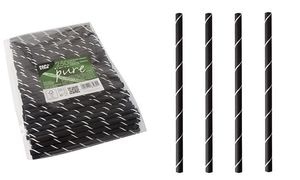 PAPSTAR Papier-Trinkhalm "pure", 150 mm, schwarz / weiß