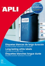APLI Wetterfeste Folien-Etiketten, 210 x 297 mm, weiß