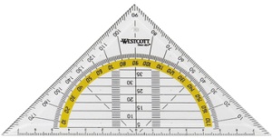WESTCOTT Geometriedreieck, Hypotenuse: 140 mm, transparent