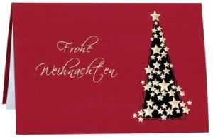 RÖMERTURM Weihnachtskarte "Goldener Sternbaum", rot