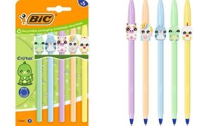 BIC Kugelschreiber Cristal Pastel Figurines, 5er Blister
