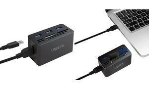 LogiLink USB 3.0 Hub mit All-in-One Card Reader, schwarz