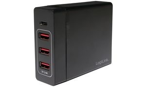 LogiLink USB-Tisch-Ladegerät, 4-Port, 60 Watt, schwarz