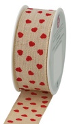 SUSY CARD Geschenkband auf Spule "Valentin", creme / rot