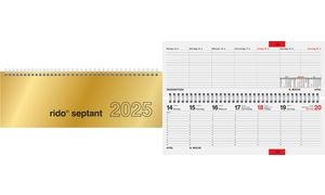 rido idé Tischkalender "septant", 2025, Glanzkarton gold