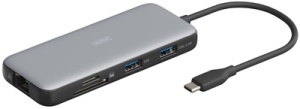 DIGITUS Docking Station, USB-C, 7-Port, grau / schwarz