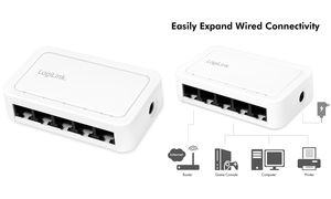 LogiLink Desktop Gigabit Ethernet Switch, 5-Port, weiß