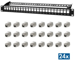 LogiLink 19" Modular Keystone Patch Panel PrimeLine, 24 Port