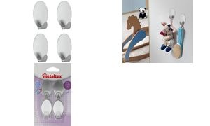 metaltex Klebehaken Lilliput, 4er Set, oval, Edelstahl