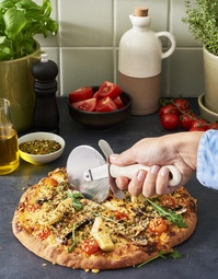 GastroMax Pizzaschneider BIO, Länge: 220 mm, Edelstahl/creme