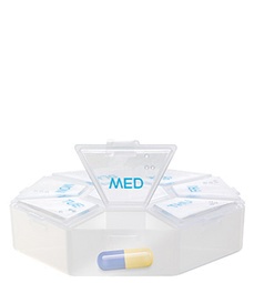 Lifemed Wochen-Pillendose, Kunststoff, transparent / blau