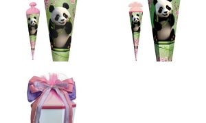 ROTH Schultüte "Panda", eckig, 850 mm, mit Glitzerborte