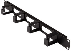 LogiLink 19" Kabelführungspanel, 1 HE, mit 4 Kabelbügeln