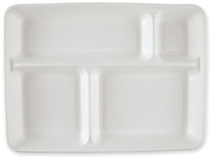 NATURE Star Zuckerrohr-Menütablett, 4-geteilt, weiß